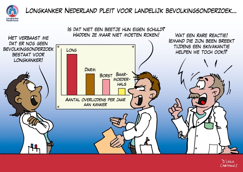 Cartoon Longkanker Nederland pleit voor landelijk bevolkingsonderzoek DEF Tekengebied 1